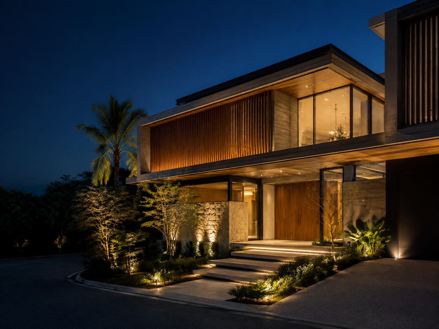 Residência moderna com iluminação inteligente